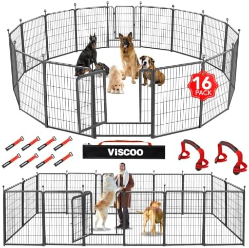 VISCOO Dog Playpen Outdoor, 16 Panels 40" High Metal Dog Fence by VISCOO
