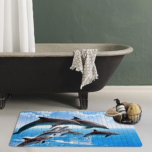 Dolphins Bathtub Mat Non Slip for Kids Cute Dolphins Bath mat 15"x27", Jumping - Image 5