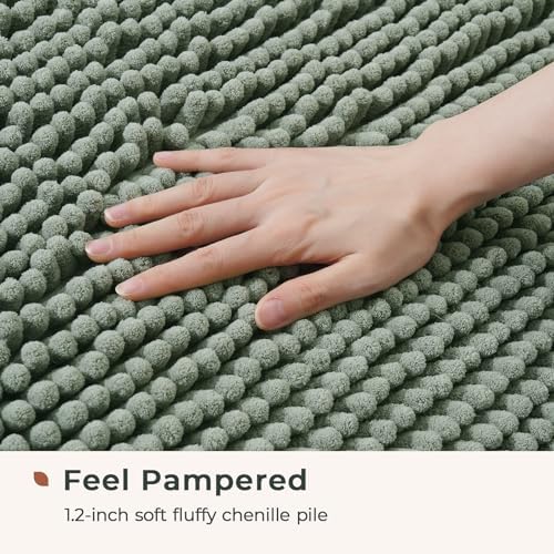 FRESHMINT Large Chenille Bathroom Rugs Mat 36"x24", Non-Slip Bath Mat - Image 3