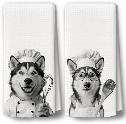 Dog Kitchen Towels Decor Set of 2 by BCUANGD