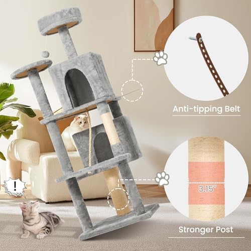 58.5inch Large Cat Tree Tower Condo - Image 5