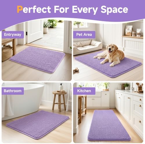 Ophanie Purple Bathroom Rugs Sets 3 Piece, Soft Chenille Bath Mat, Non Slip - Image 7
