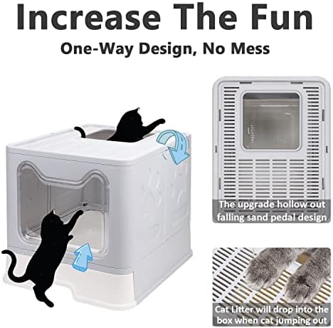 Foldable Cat Litter Box with Lid, Enclosed Potty, Large Top Entry - Image 3