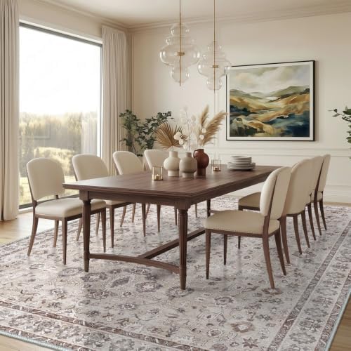 9x12 Washable Area Rugs for Living Room, Bedroom Non-Slip Soft Carpet Beige - Image 2
