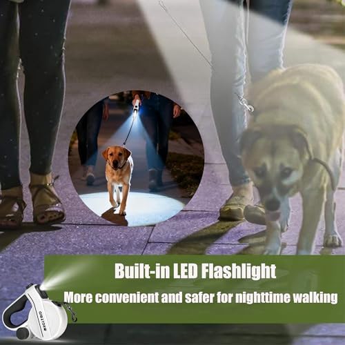 Retractable Dog Leash with LED Flashlight & Poop Bag Holder - Image 2