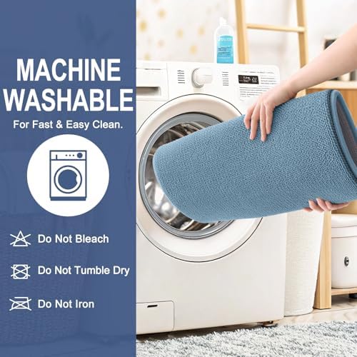 OLANLY Thick Memory Foam Bathroom Rugs 32x20, Absorbent Bath Mat, Airy Blue - Image 6