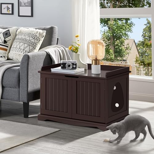 Yaheetech Cat Litter Box Enclosure, Hidden Pet Washroom Wooden Litter Cabinet - Image 2