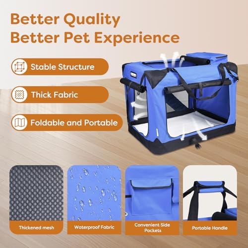 JESPET 3 Door Portable Collapsible Soft Dog Crate Carrier - Image 2