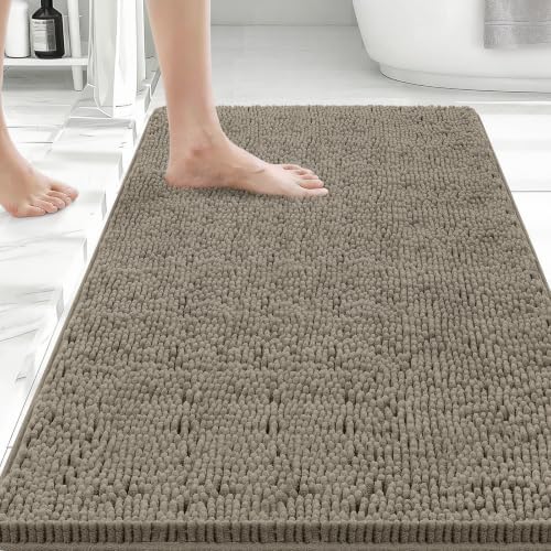Bcoimo Bath Rug Mat, 36x24 Chenille High Absorbent Latte Bathrom Floor Mats by Bcoimo