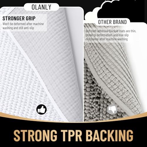 OLANLY Thick Chenille Large Bathroom Rugs 40x32, Absorbent Bath Mat - Image 5