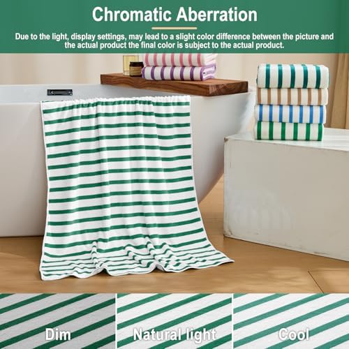 JML Microfiber Beach Towels, 4 Pack, Cabana Stripe Green - Image 6