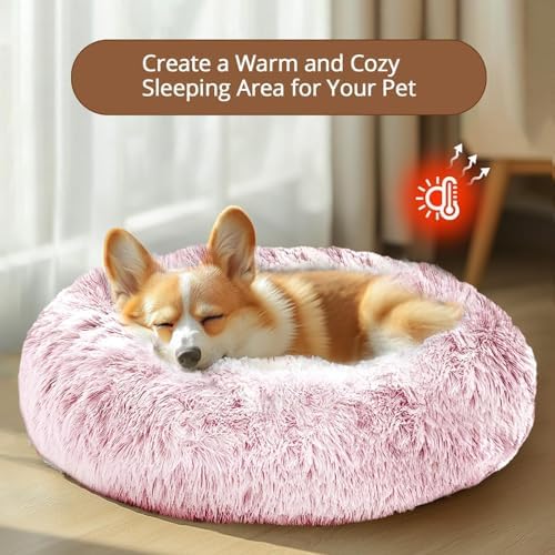 JOLLYVOGUE Calming Small Pink Dog & Cat Bed - Image 4