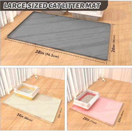 Silicone Cat Litter Mat for Litter Box-28" X 22" Kitty litter pads, Waterproof - Image 2