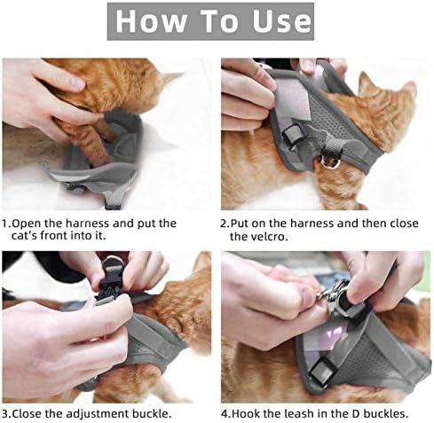 Cat Vest Harness and Leash Set, Escape Proof Kitten Harness Gray S - Image 6