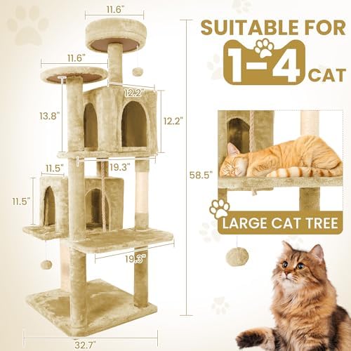 58.5inch Large Cat Tree Tower Condo - Image 2