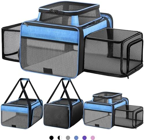 Top and 2 Sides Expandable Pet Carrier 17x11x9.5 TSA Airline Approved by SHARLOVY