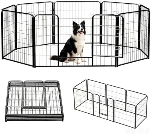 NEWBULIG Dog Playpen Indoor 8 Panels 32 Inch, Metal Outdoor Dog Fence Pen by NEWBULIG