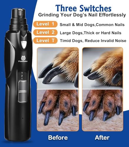 Petsaunter Dog Nail Grinder, 3 Grinding Heads, LED Light, Touch-Switch - Image 5