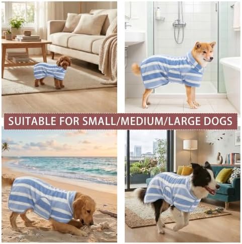 Fast‑Drying Dog Bathrobe, Absorbent Striped Pet Towel - Image 4