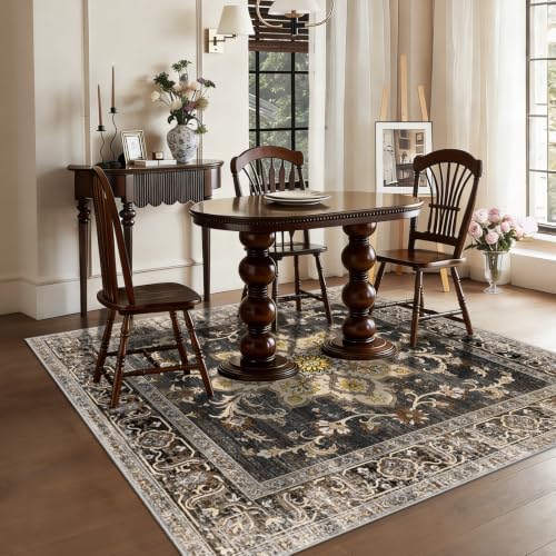Washable 6x6 Rug Non Slip Soft Stain Resistant 6 ft Carpet BlackGold - Image 3