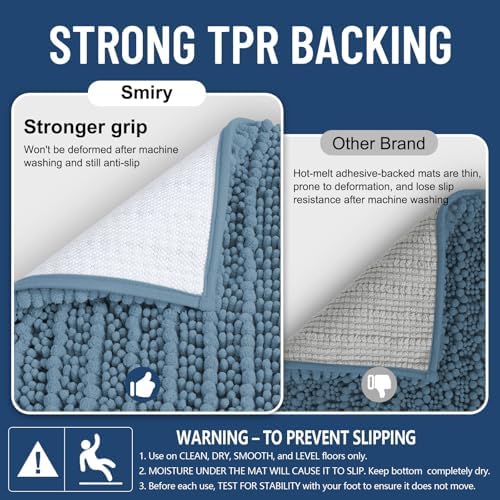 Smiry Bathroom Rugs 24X16, Extra Soft Rubber Backing Chenille Bath Mats - Image 3