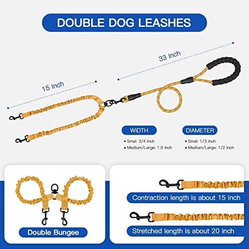 MingXpets Double Dog Leash, 360° Swivel Tangle Free Bungee Walking Training - Image 5