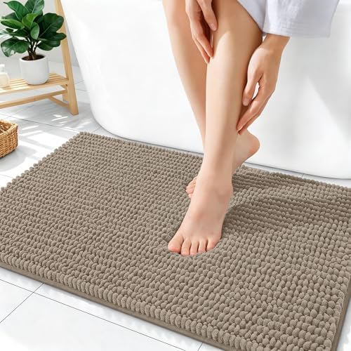 OLANLY Thick Chenille Absorbent Bathroom Rugs Mat 36x24, Warm Taupe by OLANLY