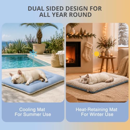 Dog Cooling Mat 35"x24"x2", Reversible Warm & Cooling Crate Pad - Image 4