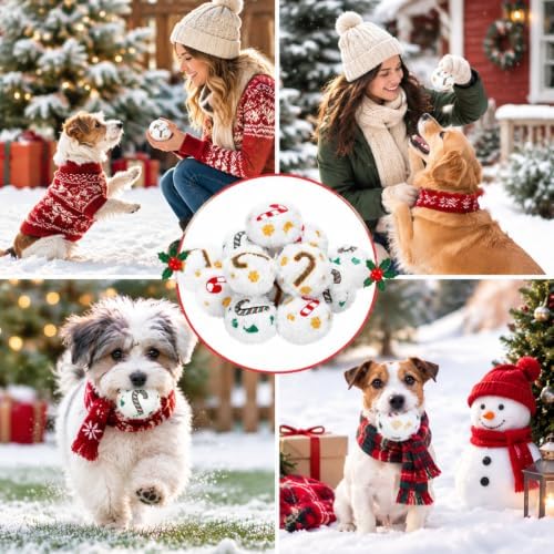 60 Pcs Christmas Squeaky Snowball Dog Toys Small Dog Chew Candy Canes Toys - Image 6