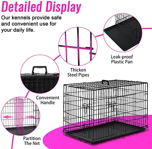 FDW | 48" Foldable Metal Dog Crate | Black | Cage - Image 5
