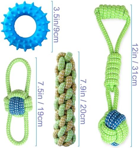 Sunglow Cotton Rope Weaving Dog Toy & Ring Toy Rubber, Cotton Rope Dog Chew Toys - Image 2
