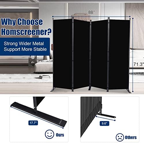Room Divider 4 Panel-88''Wide, 6FT Room Dividers and Folding Privacy Screens - Image 3