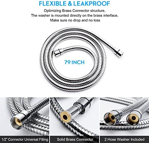 Blissland Shower Hose, 79 Inches Extra Long Stainless Steel Handheld Shower - Image 6