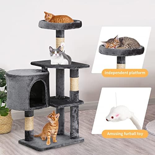 BestPet | 36" Cat Tree Tower | Light Gray | Sturdy Multi-Level Cat Tree - Image 4
