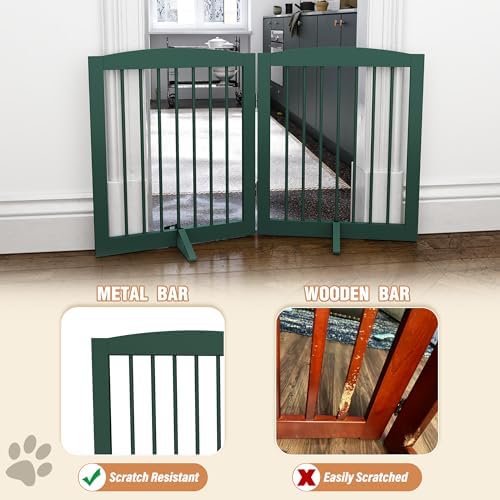 PUPETPO Freestanding Pet Gate for Dogs, Foldable Wooden Dog Gate for House - Image 4