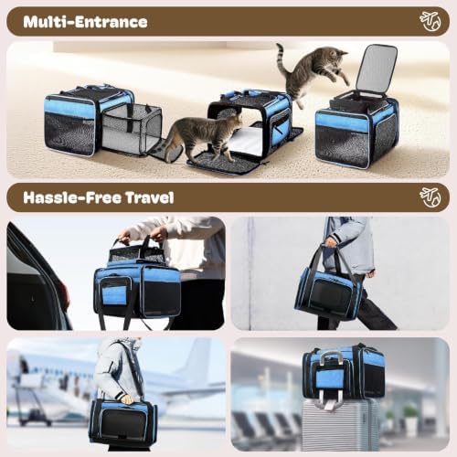 Top and 2 Sides Expandable Cat Carrier 18x11x11 TSA Airline Approved - Image 6