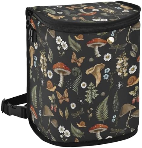 Mushrooms Car Trash Can Vintage Flower Butterfly Dragonfly Car Garbage Bag by Oarencol