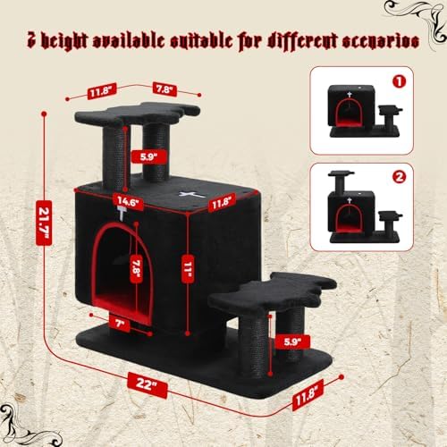 Gothic 3-in-1 Cat Stairs with Scratching Post & Condo, Pet Steps - Image 2