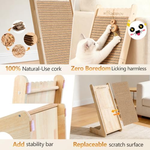 Cork Cat Scratching Board for Indoor Cat-1 Frame&2 Replaceable Scratch Pads - Image 3