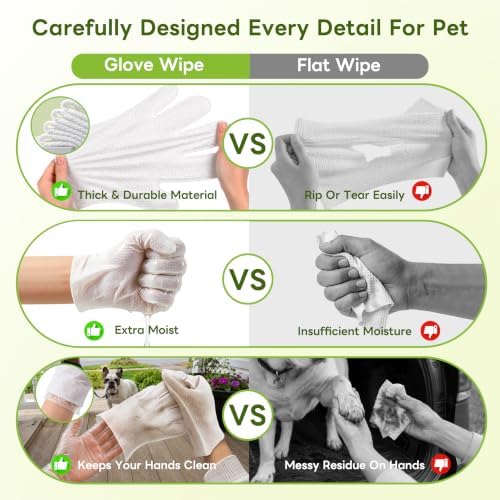Dog Wipes for Dogs & Cats, Pet Glove Wipes for Paws, Body and Butt - Image 4
