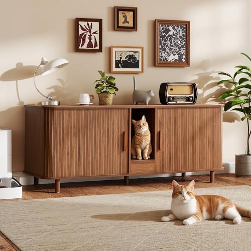 Flluted Double Cat Litter Box Enclosure Large Hidden Litter Box - Image 6