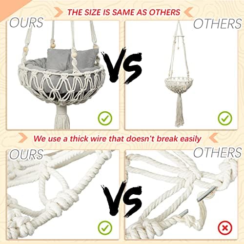 Juexica 3 Pcs Macrame Cat Hammock, Including Hanging Kitten Bed Scratcher - Image 2