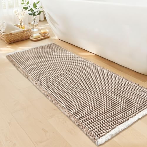 Long Bath Mat, Waffle Bathroom Runner Rug Non Slip Washable, 24 x 72 by GRLYUH