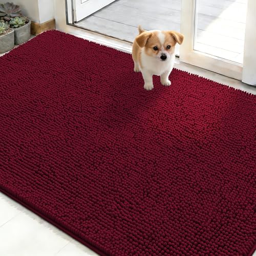 OLANLY Dog Door Mat for Muddy Paws 48x30, Super Absorbent Chenille Mud Mat by OLANLY