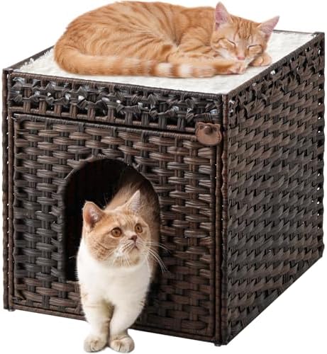 SETVSON Cat Beds for Indoor Cats Extra Large Double PE Rattan by SETVSON