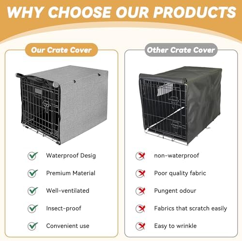 Akinerri Dog Crate Cover, Double Door Waterproof Kennel Cover, 42 in Grey - Image 3