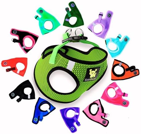 EcoBark Step in Dog Harness, Reflective Soft Padded Mesh Vest, Neon Green by EcoBark