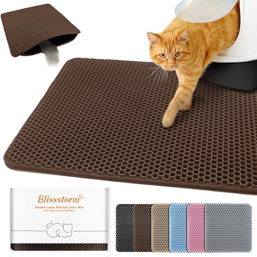 Cat Litter Mat 12"x18", Double Layer EVA litterbox Mat by BLISSSTORM