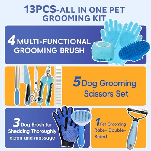 Dog Brush for Shedding 13pcs Bath Grooming Kit - Image 2