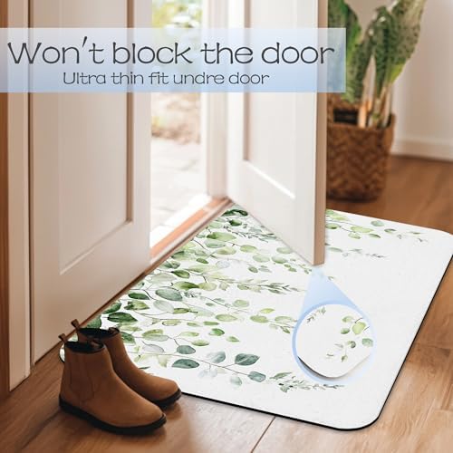 Vintage Eucalyptus Leaves Bath Mat 29.5"x17", Slim Low-Profile Fast Drying - Image 7